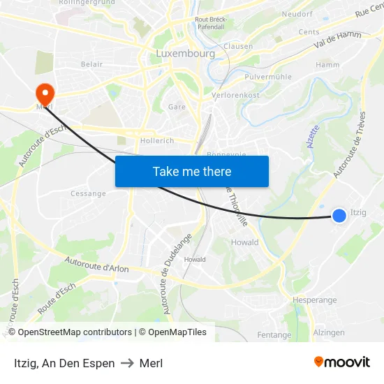 Itzig, An Den Espen to Merl map