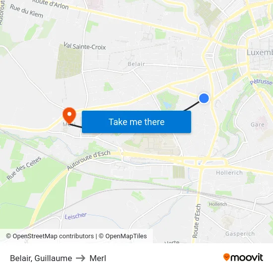Belair, Guillaume to Merl map