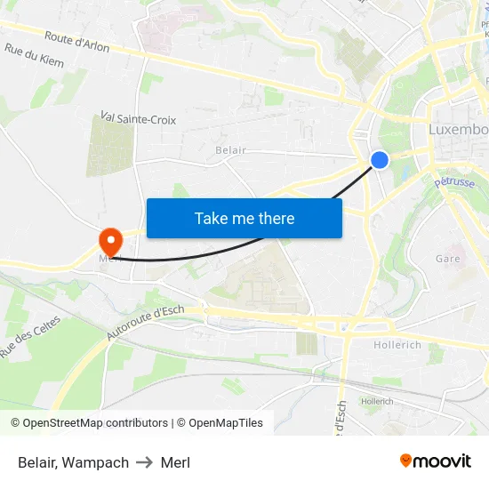 Belair, Wampach to Merl map