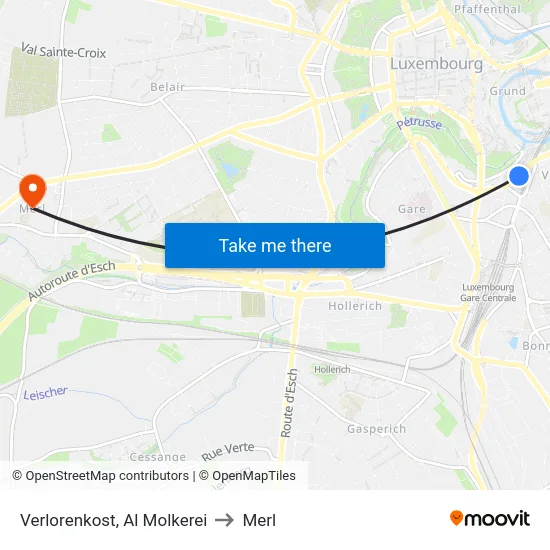 Verlorenkost, Al Molkerei to Merl map