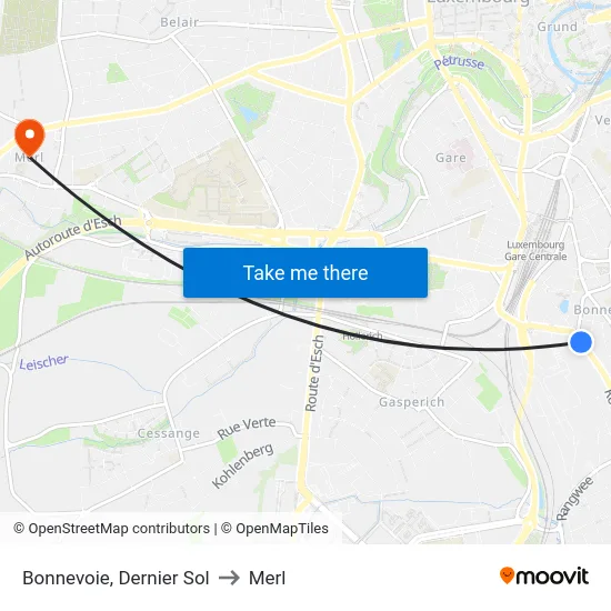 Bonnevoie, Dernier Sol to Merl map