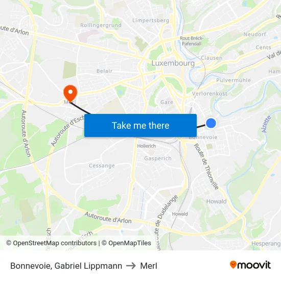 Bonnevoie, Gabriel Lippmann to Merl map