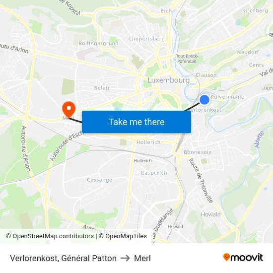 Verlorenkost, Général Patton to Merl map