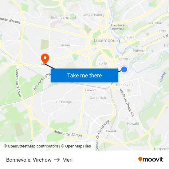 Bonnevoie, Virchow to Merl map