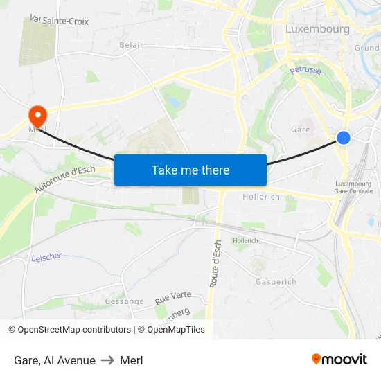 Gare, Al Avenue to Merl map