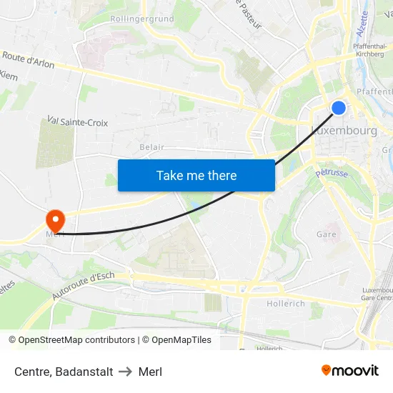 Centre, Badanstalt to Merl map