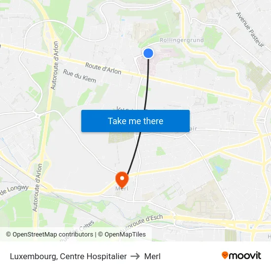 Luxembourg, Centre Hospitalier to Merl map