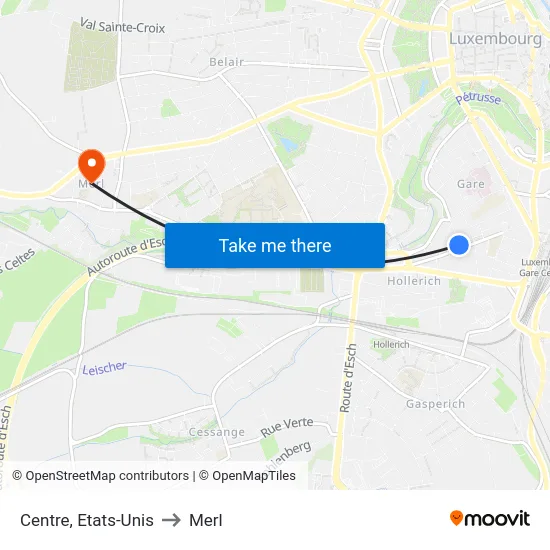 Centre, Etats-Unis to Merl map