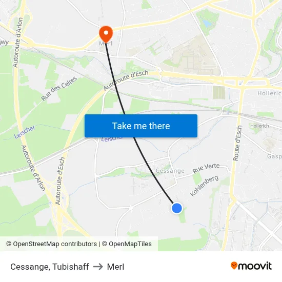 Cessange, Tubishaff to Merl map