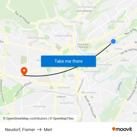 Neudorf, Fixmer to Merl map