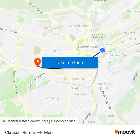 Clausen, Rumm to Merl map