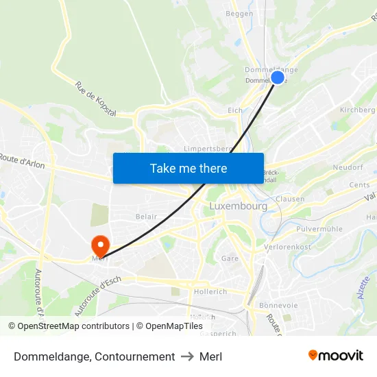 Dommeldange, Contournement to Merl map