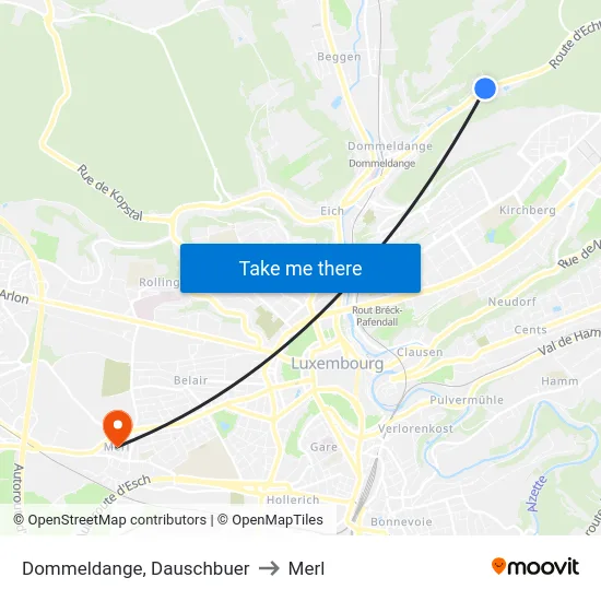 Dommeldange, Dauschbuer to Merl map
