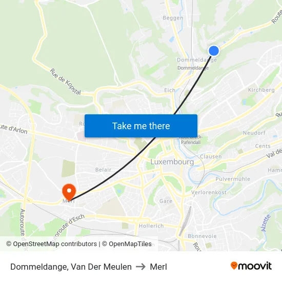 Dommeldange, Van Der Meulen to Merl map