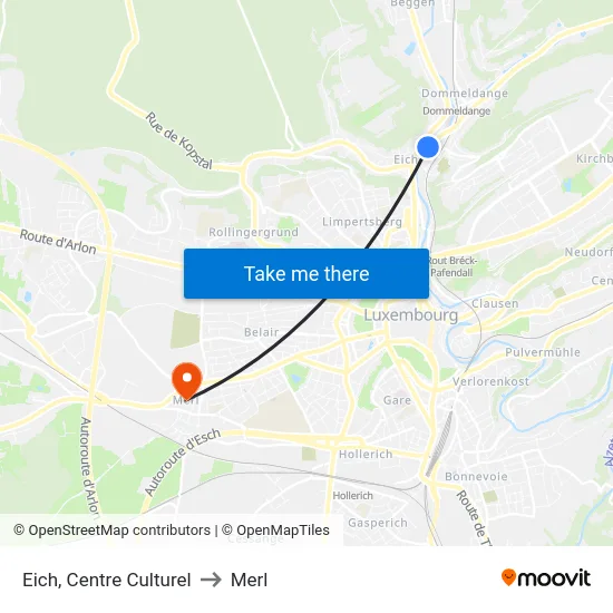 Eich, Centre Culturel to Merl map