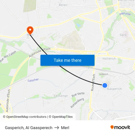 Gasperich, Al Gaasperech to Merl map