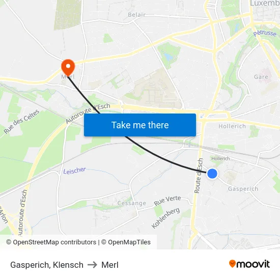 Gasperich, Klensch to Merl map