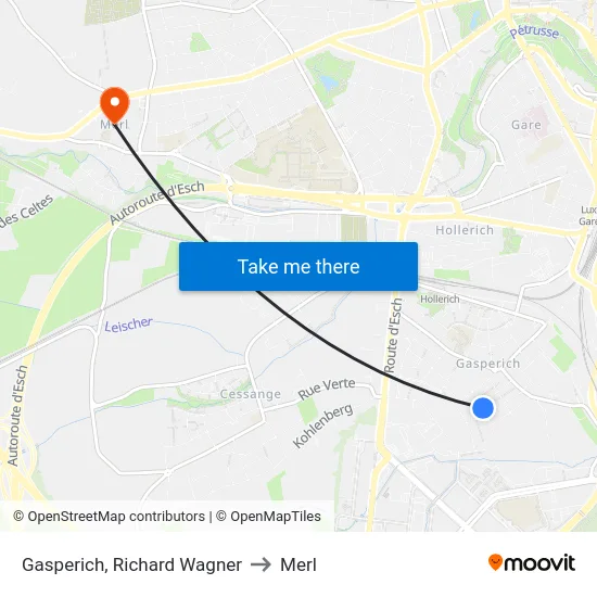Gasperich, Richard Wagner to Merl map