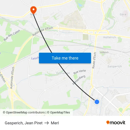 Gasperich, Jean Piret to Merl map