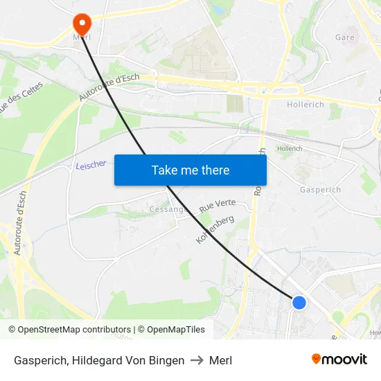 Gasperich, Hildegard Von Bingen to Merl map