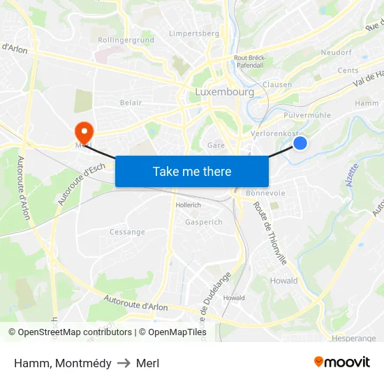 Hamm, Montmédy to Merl map