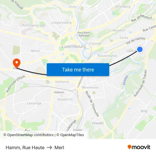 Hamm, Rue Haute to Merl map