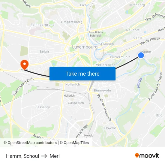 Hamm, Schoul to Merl map