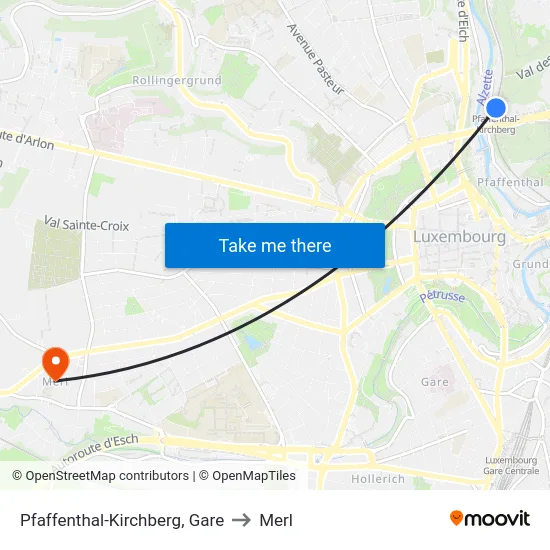 Pfaffenthal-Kirchberg, Gare to Merl map