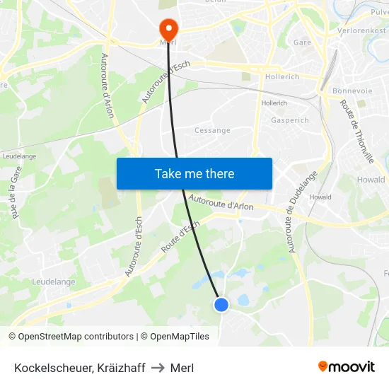 Kockelscheuer, Kräizhaff to Merl map