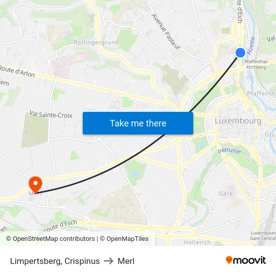 Limpertsberg, Crispinus to Merl map