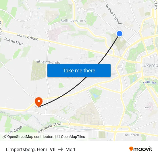 Limpertsberg, Henri VII to Merl map