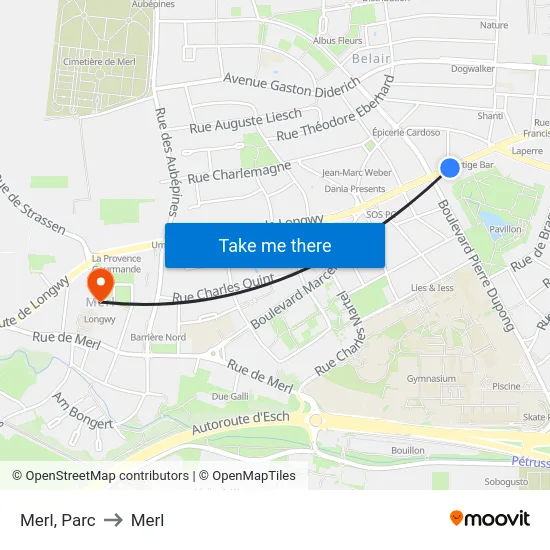 Merl, Parc to Merl map