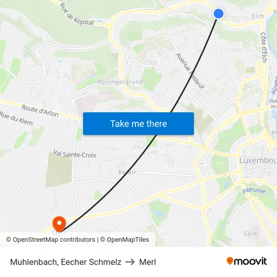 Muhlenbach, Eecher Schmelz to Merl map
