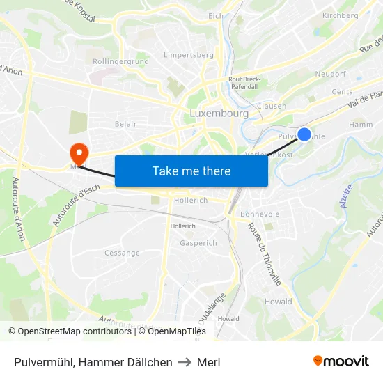 Pulvermühl, Hammer Dällchen to Merl map