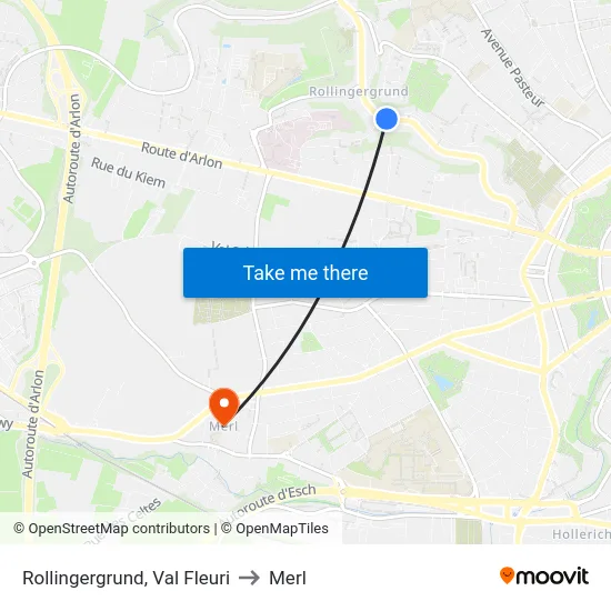Rollingergrund, Val Fleuri to Merl map