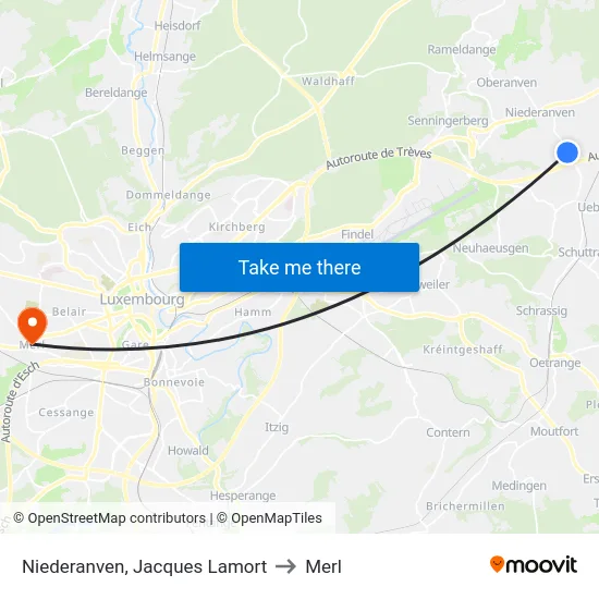 Niederanven, Jacques Lamort to Merl map