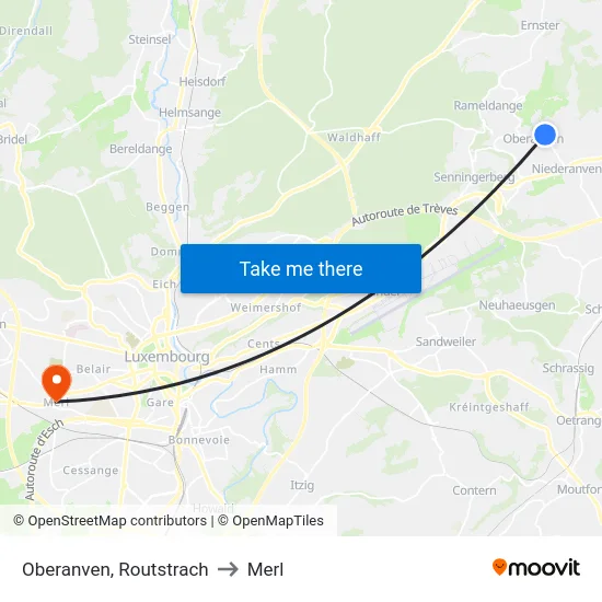 Oberanven, Routstrach to Merl map
