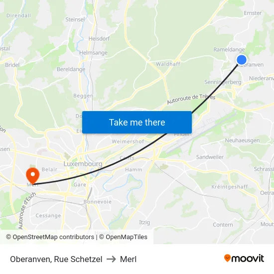 Oberanven, Rue Schetzel to Merl map