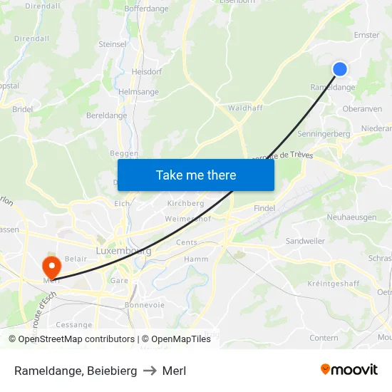 Rameldange, Beiebierg to Merl map