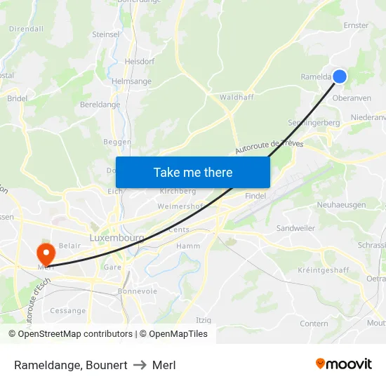 Rameldange, Bounert to Merl map