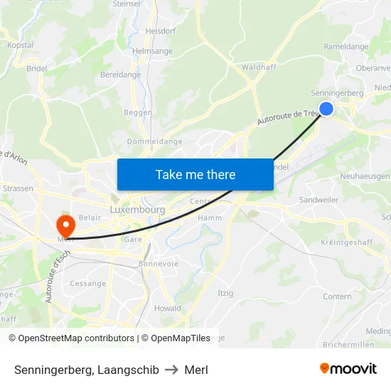 Senningerberg, Laangschib to Merl map