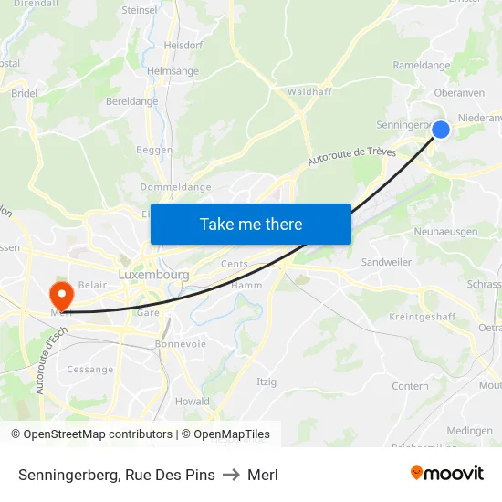 Senningerberg, Rue Des Pins to Merl map