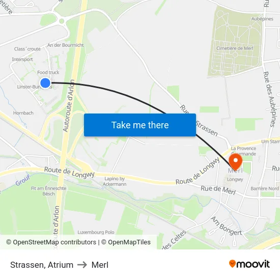 Strassen, Atrium to Merl map