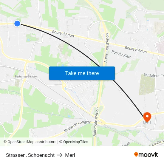 Strassen, Schoenacht to Merl map