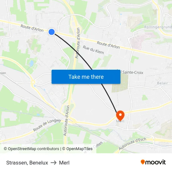 Strassen, Benelux to Merl map