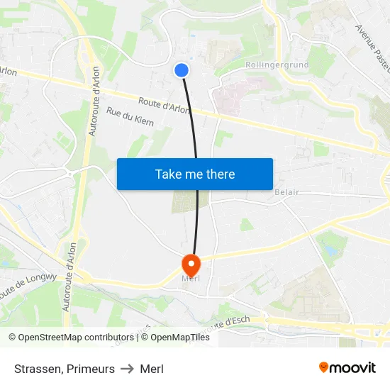 Strassen, Primeurs to Merl map