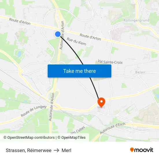 Strassen, Réimerwee to Merl map