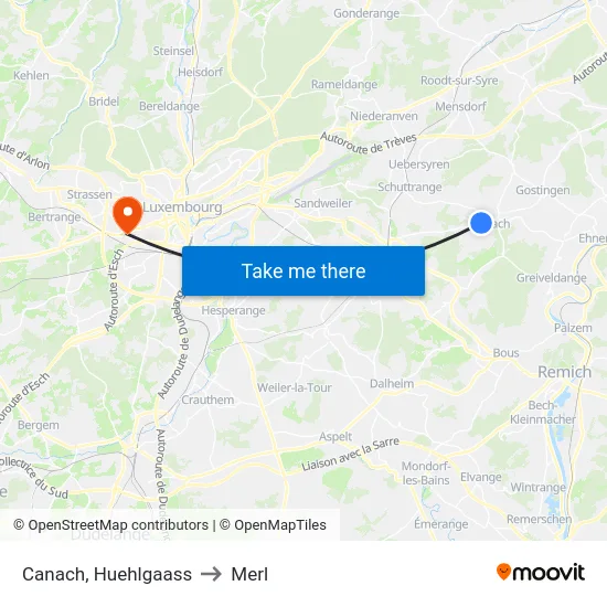 Canach, Huehlgaass to Merl map