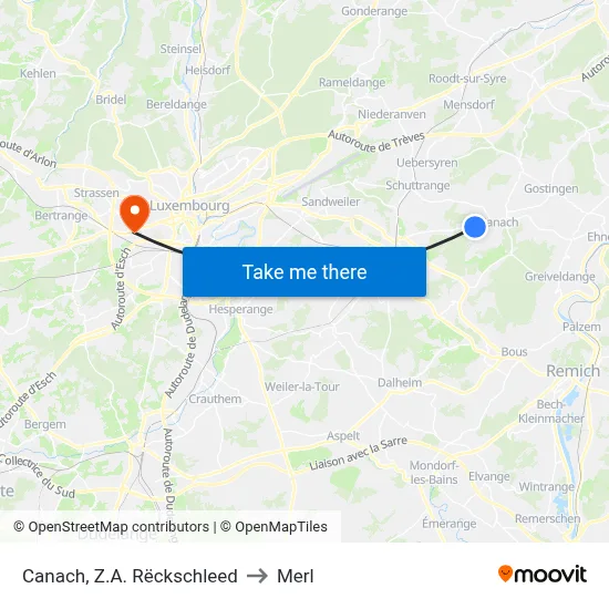 Canach, Z.A. Rëckschleed to Merl map