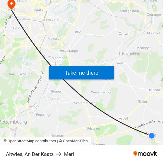 Altwies, An Der Kaatz to Merl map